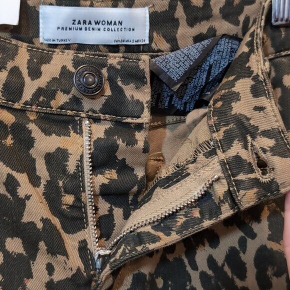 ZARA Woman The Skinny Jeans Leopard Print Velvet Tuxedo Stripe Premium Denim - Picture 6 of 13
